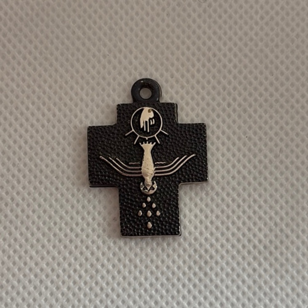 Sterling Silver Cross Holy Spirit Pendant with UIODG Benedictine Engraving